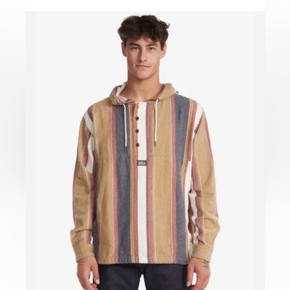 Quiksilver Neo Blue Jacket Brown, Striped Hoodie Pullover